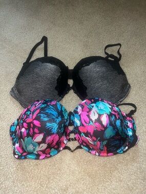 La SENZA Black & Multicolor Floral Push-Up Bra Set